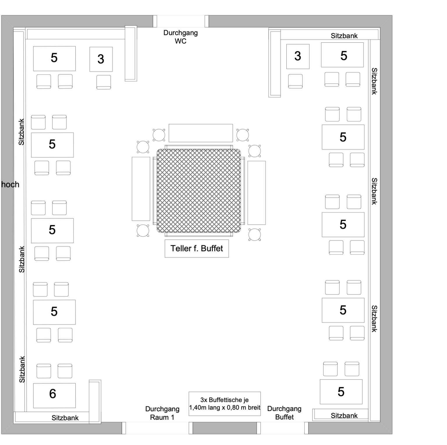 Raumplan Eventraum 2 - ZackBumm GmbH – Agentur für Veranstaltungen